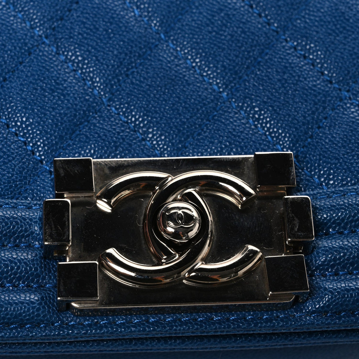 Caviar Quilted Small Boy Flap Blue