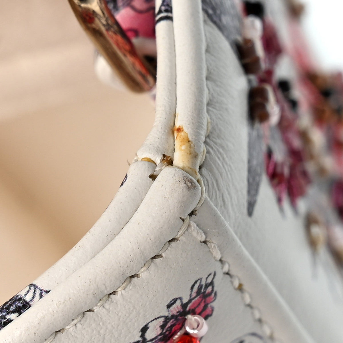 Calfskin Embroidered Butterfly Printed Lady D-Joy Multicolor