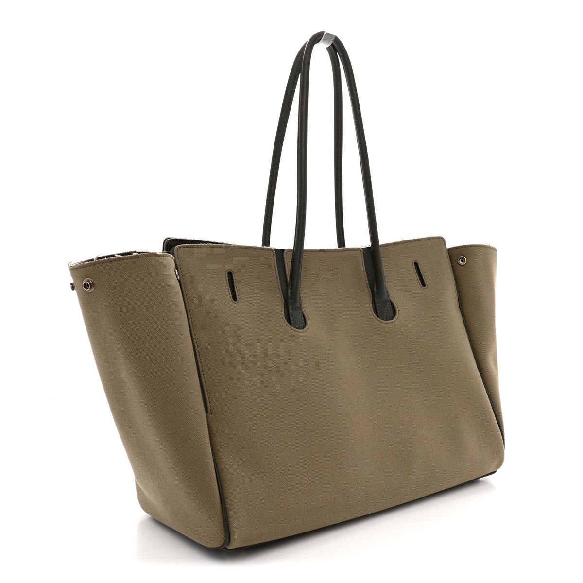 Canvas Smooth Calfskin Medium Bel Air Carry All Bag Khaki