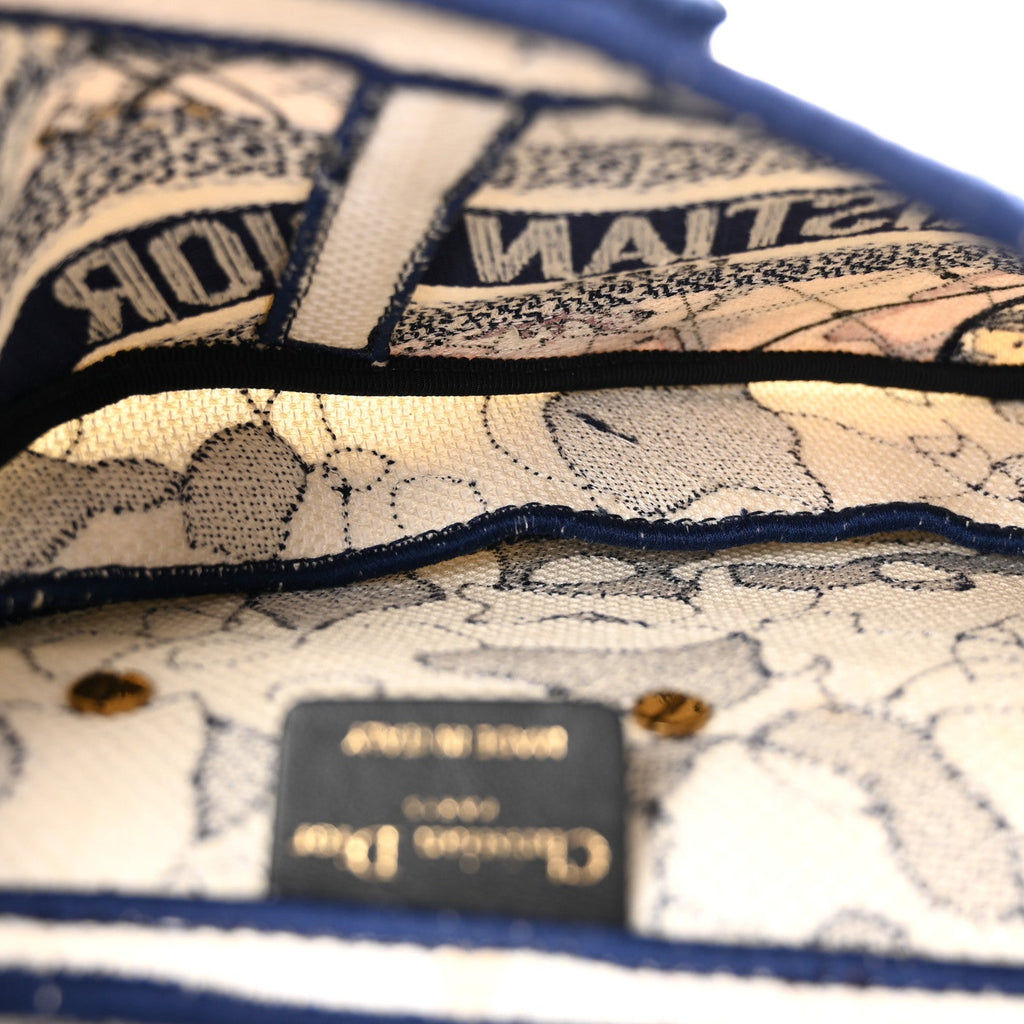 Canvas Embroidered Around the World Saddle Bag Blue