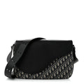 Grained Calfskin Oblique Large Saddle Messenger Black