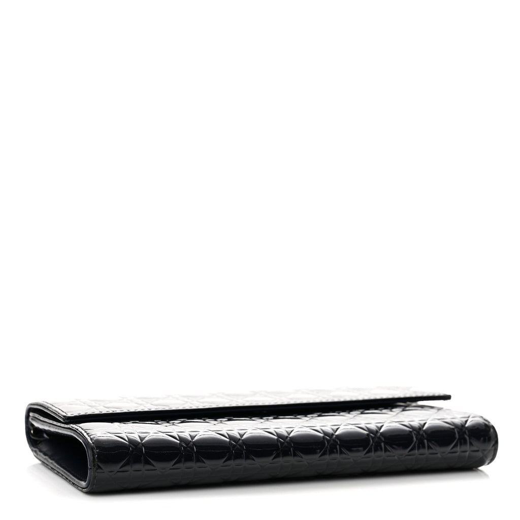 Patent Cannage Lady Dior Rendezvous Wallet On Chain Navy Blue