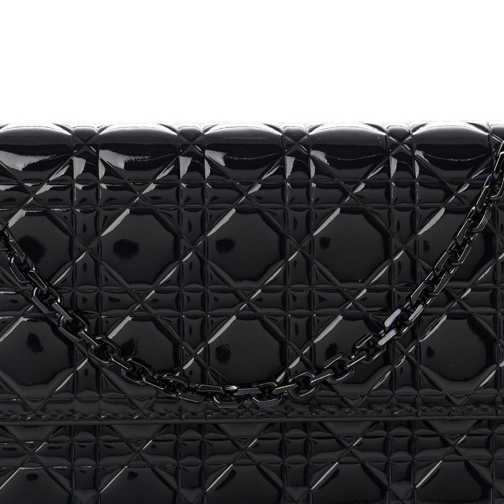 Patent Cannage Lady Dior Rendezvous Wallet On Chain Navy Blue