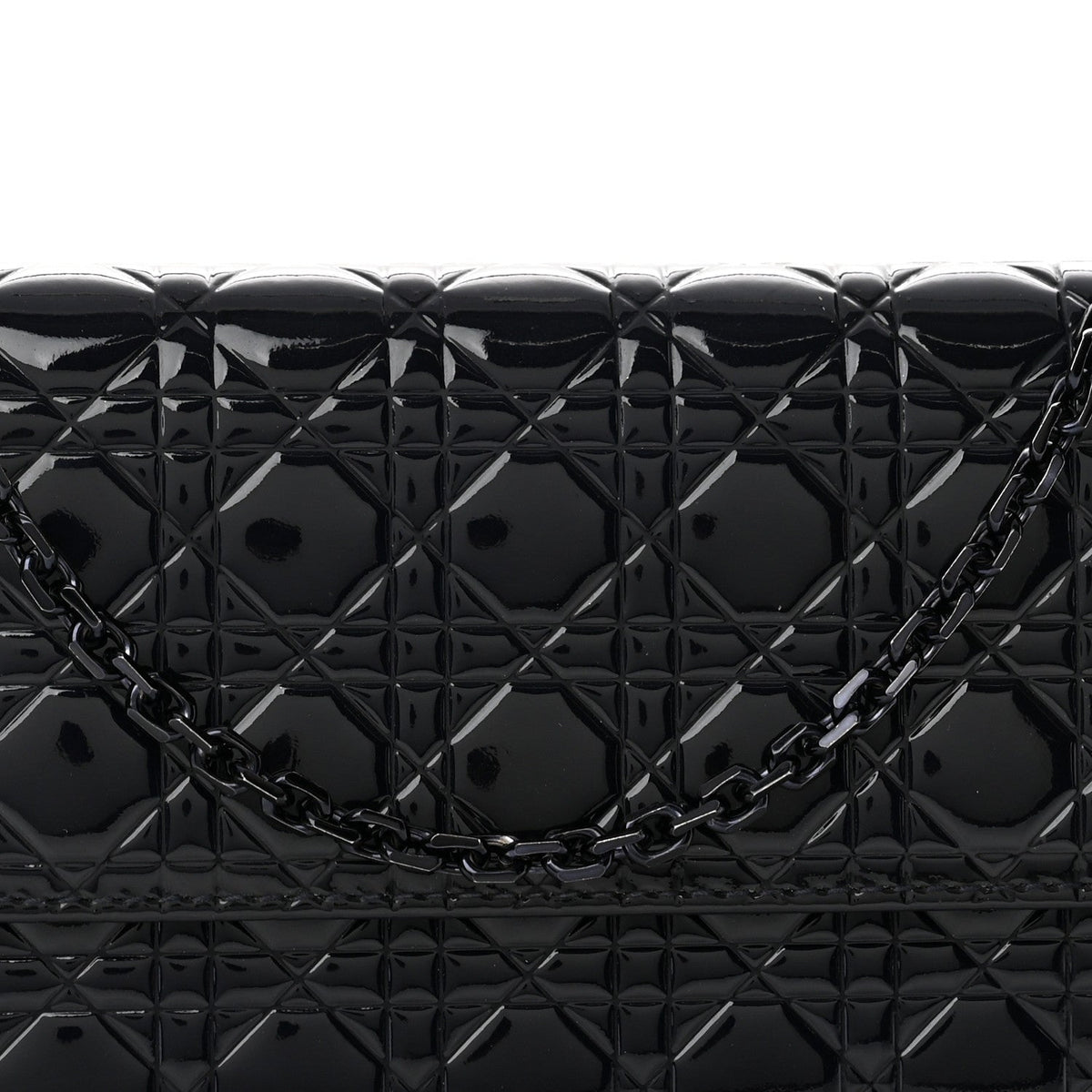 Patent Cannage Lady Dior Rendezvous Wallet On Chain Navy Blue