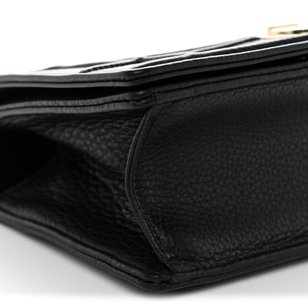 Grained Calfskin Small Diorama Flap Bag Black