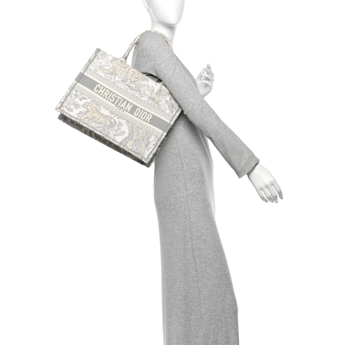 Canvas Embroidered Medium Dioriviera Toile De Jouy Book Tote Gray