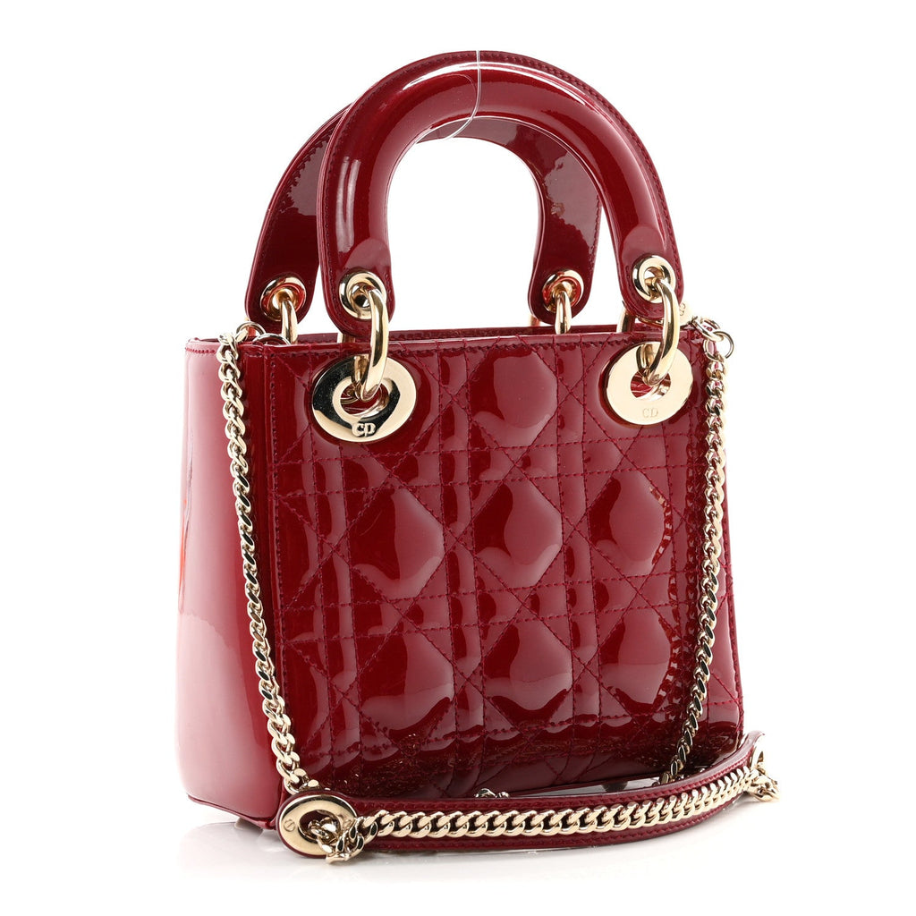 Patent Cannage Mini Lady Dior Red