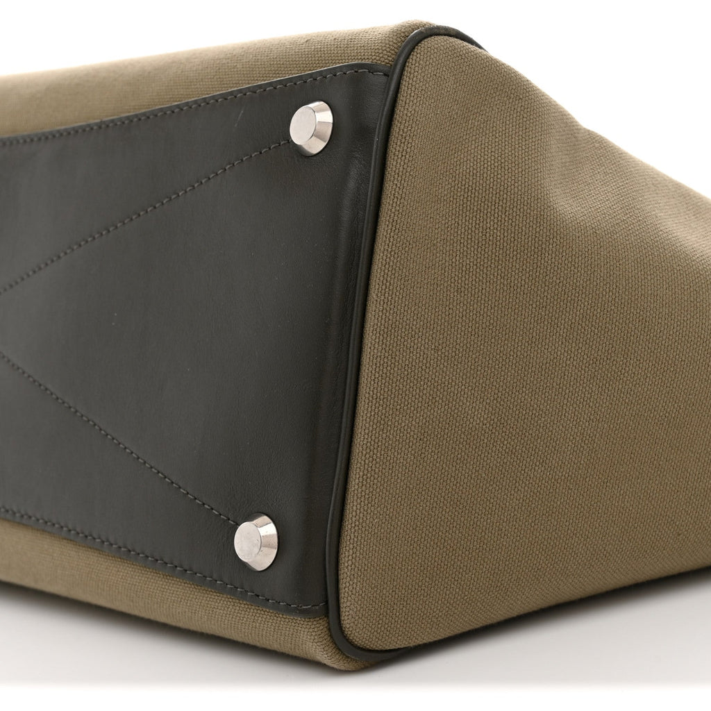 Canvas Smooth Calfskin Medium Bel Air Carry All Bag Khaki