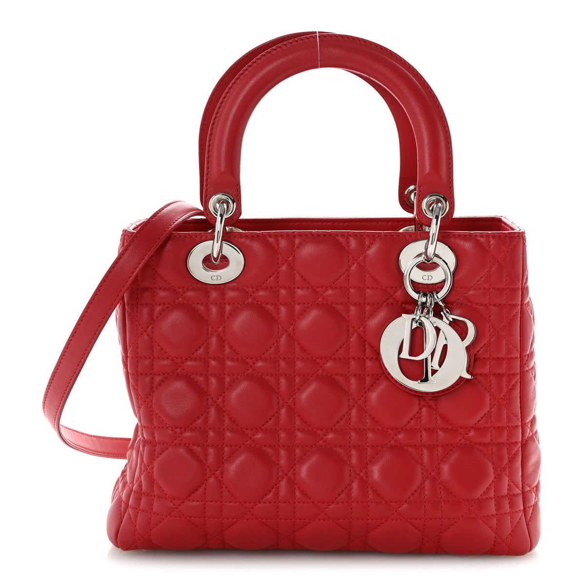 Lambskin Cannage Medium Lady Dior Red