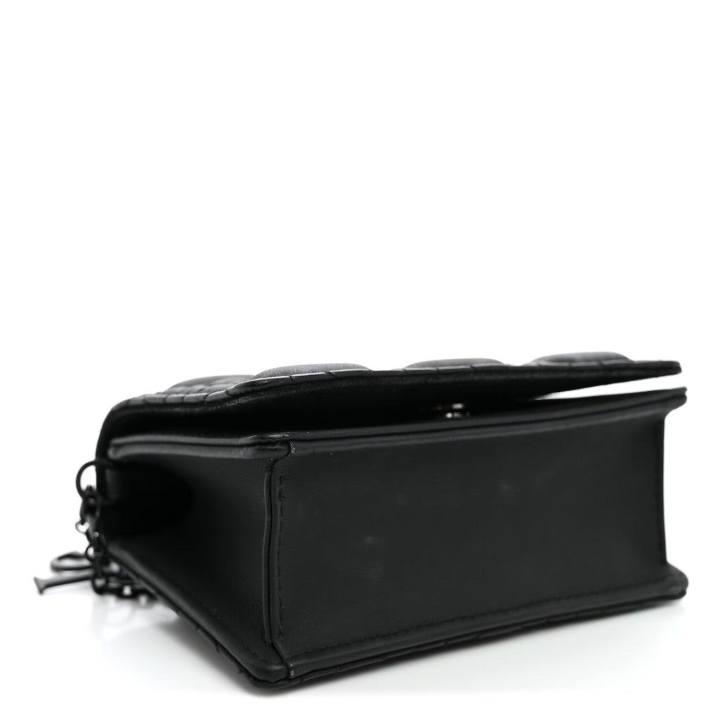 Ultra Matte Calfskin Cannage Nano Lady Dior Pouch Black