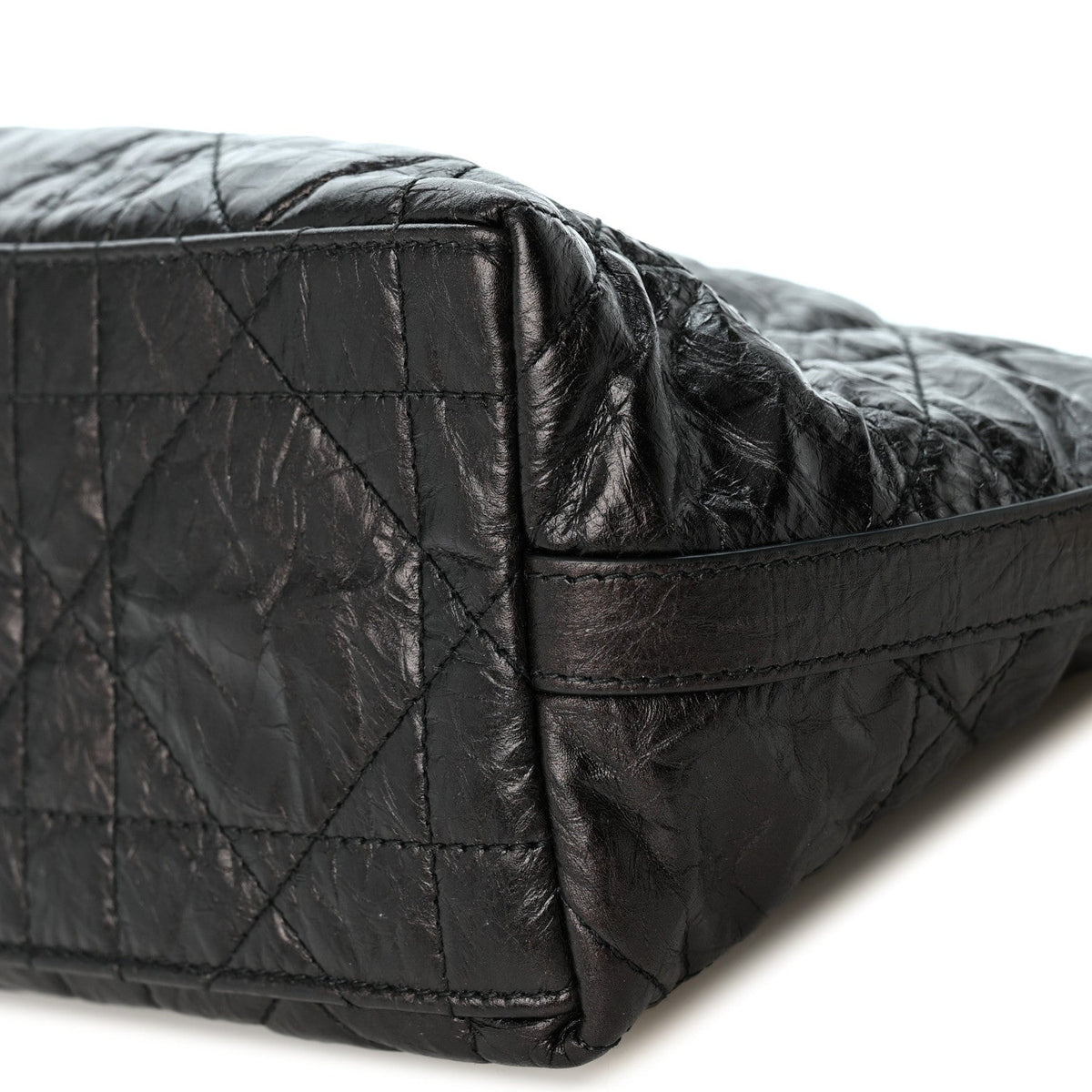 Crinkled Calfskin Macrocannage DiorStar Hobo Bag Black