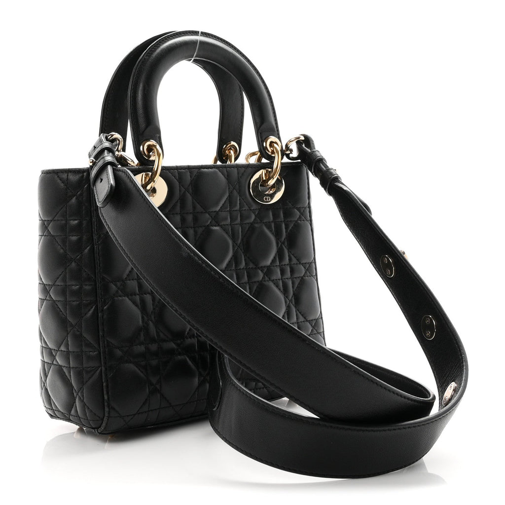 Lambskin Cannage Small Lucky Badges My Lady Dior Black