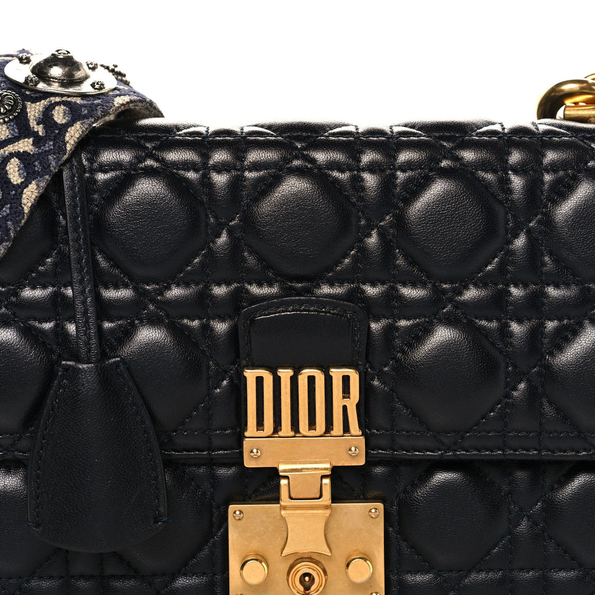 Lambskin Cannage Large Dioraddict Flap Bohemian Strap Black