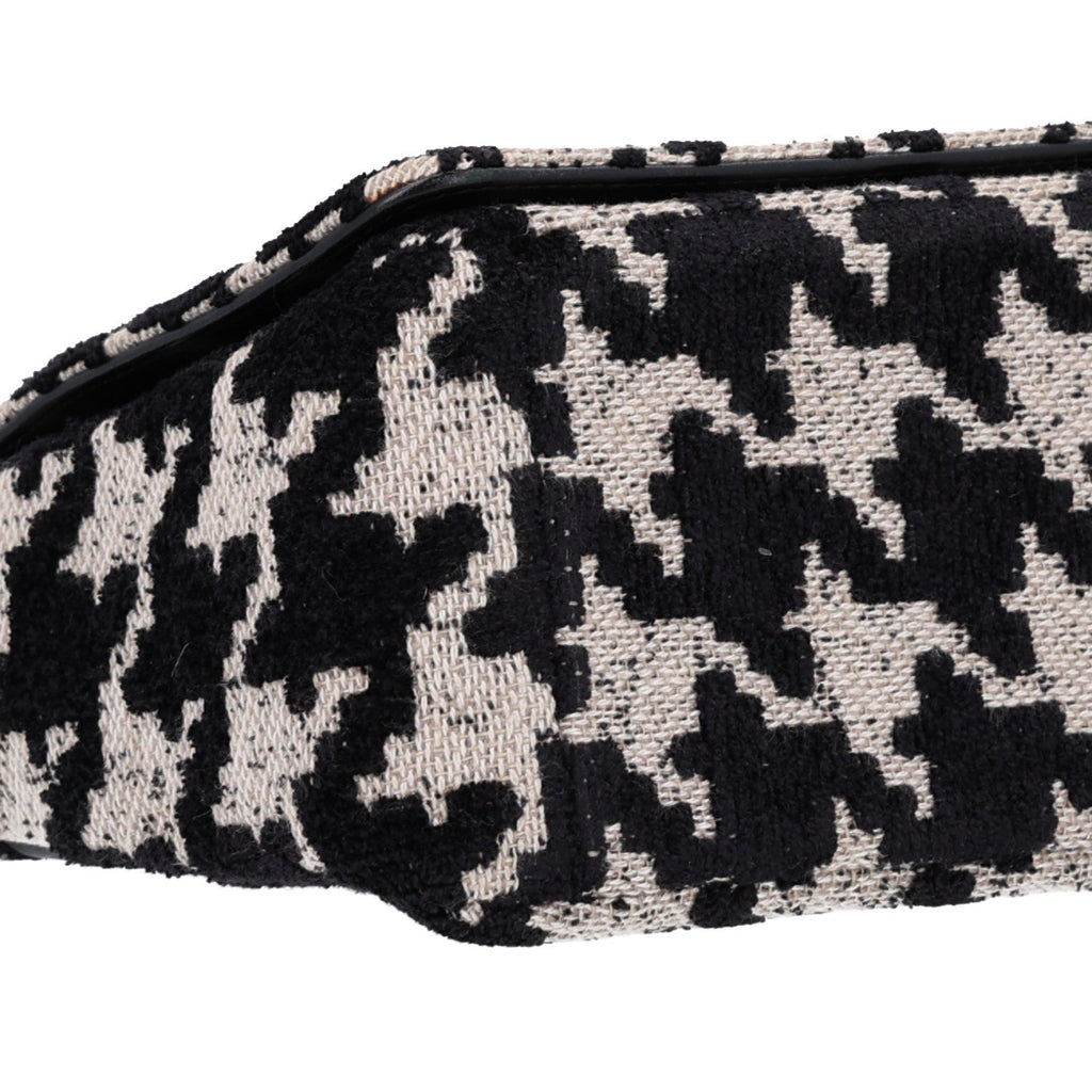 Technical Canvas Macro Houndstooth Medium Caro Bag Black White
