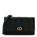 Supple Calfskin Cannage Caro Belt Pouch with Chain Black