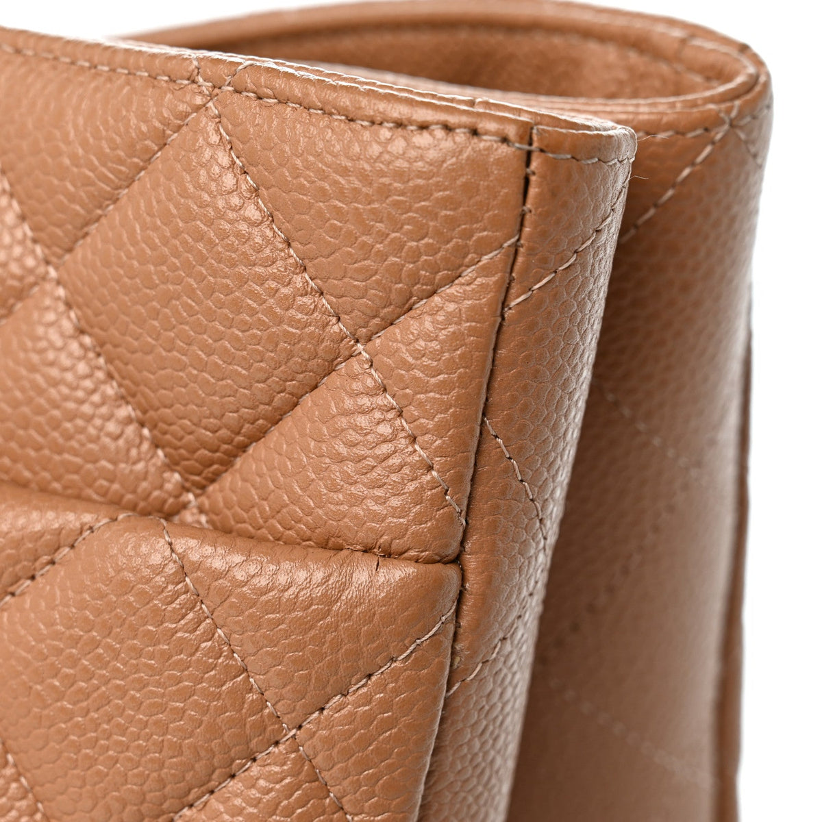 Caviar Quilted Large Classic Shopping Tote Dark Beige
