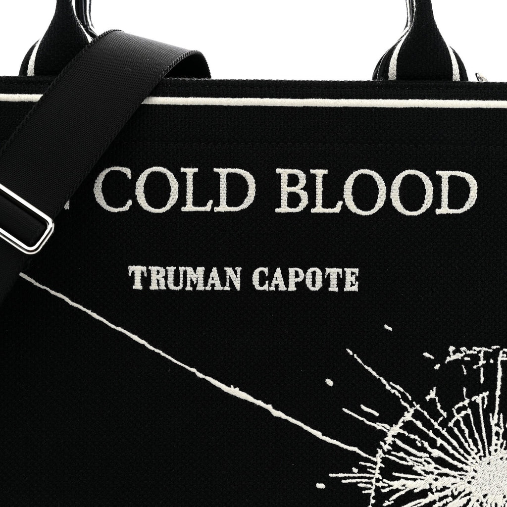 Canvas Embroidered Medium In Cold Blood Book Tote With Strap Black Multicolor
