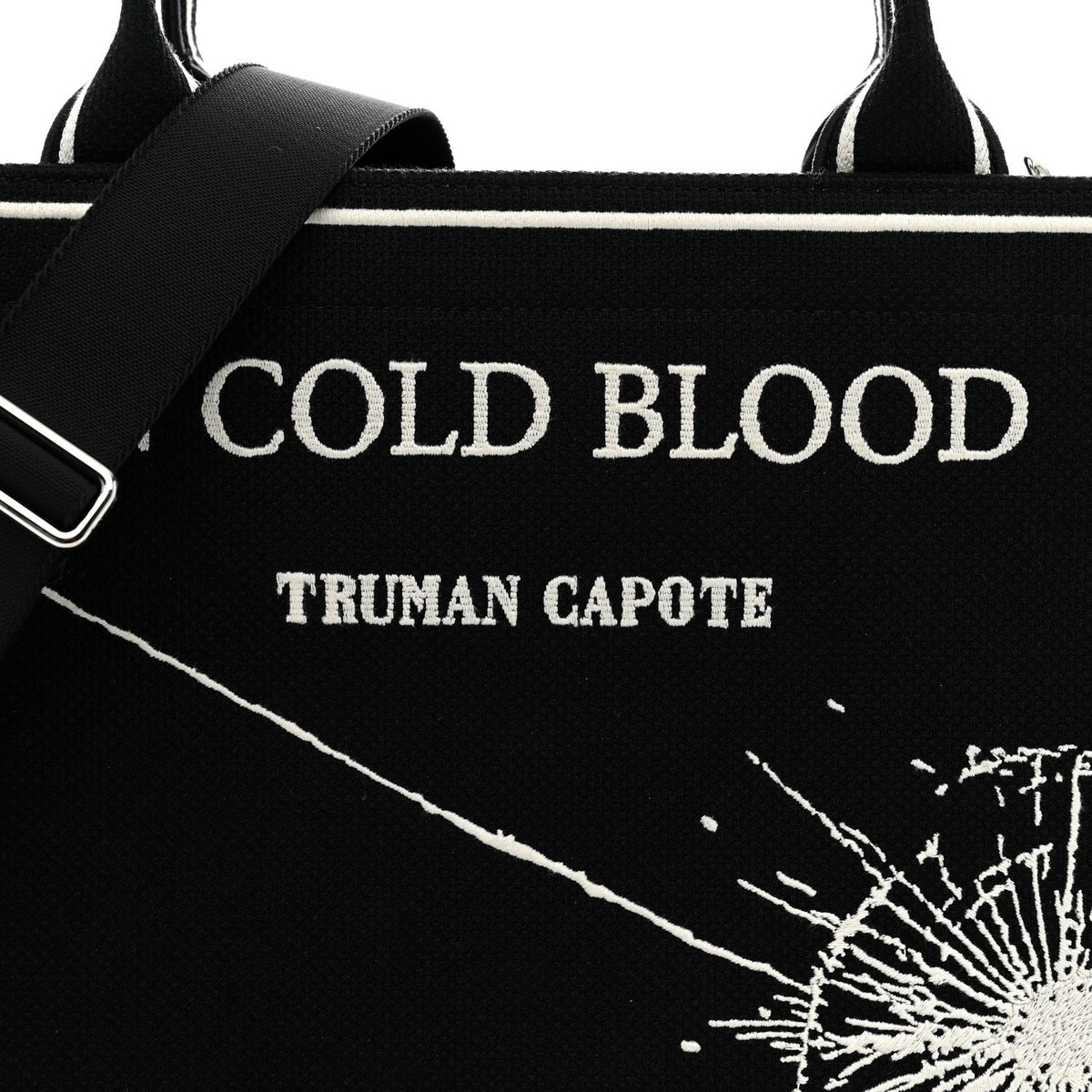 Canvas Embroidered Medium In Cold Blood Book Tote With Strap Black Multicolor