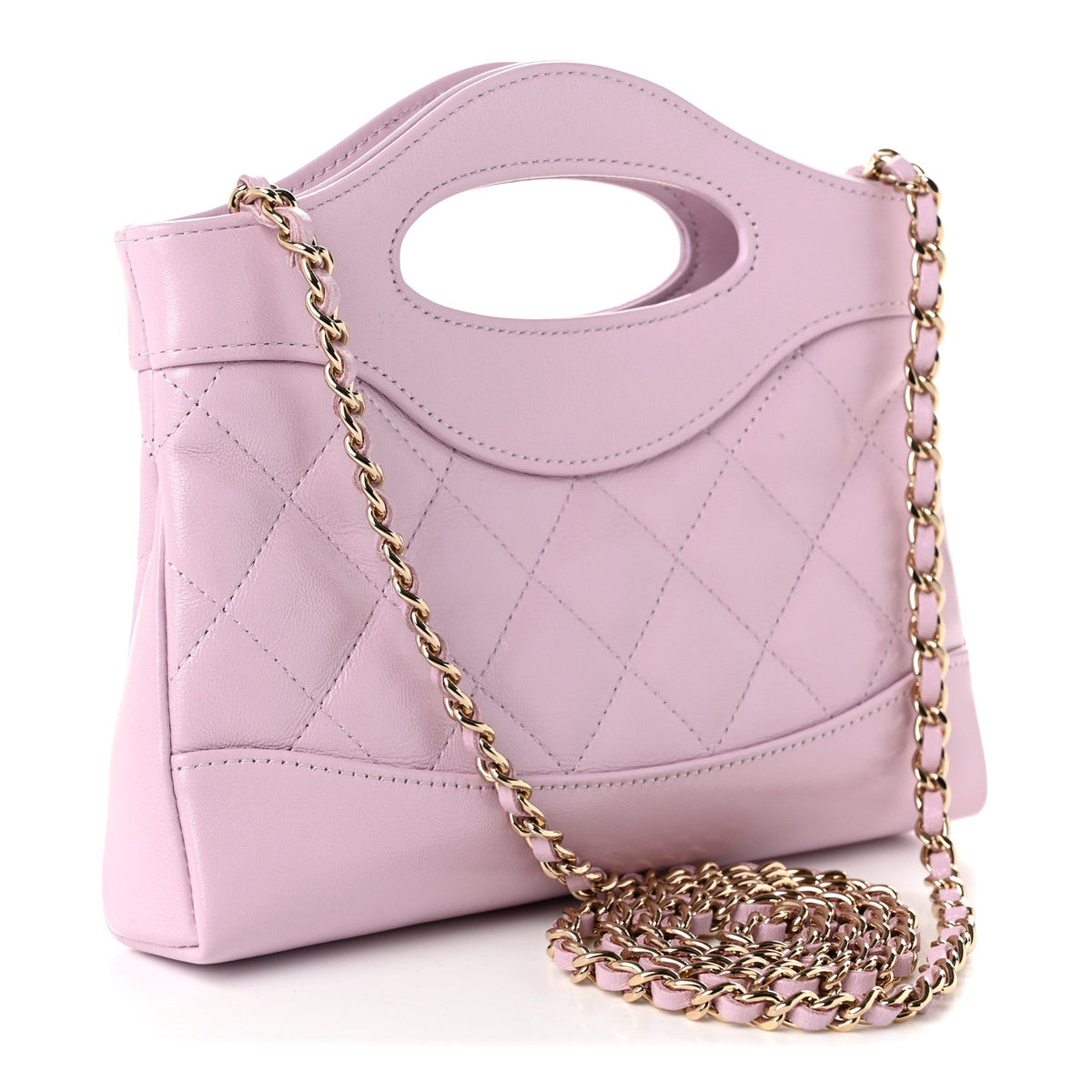 Shiny Lambskin Quilted Nano 31 Shopping Bag Lilac