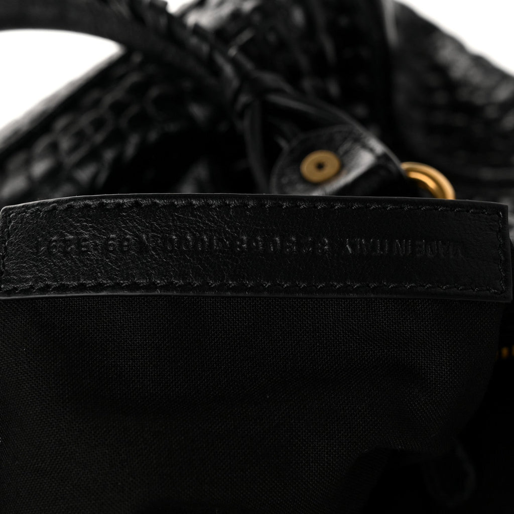 Calfskin Crocodile Embossed Gold Hardware Le City Black