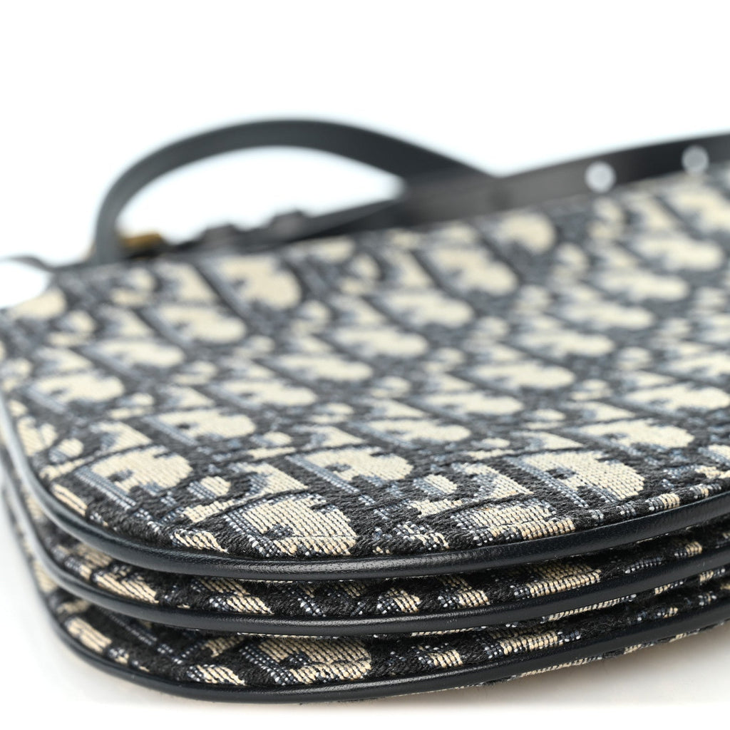 Oblique Saddle Pouch With Strap Navy Blue