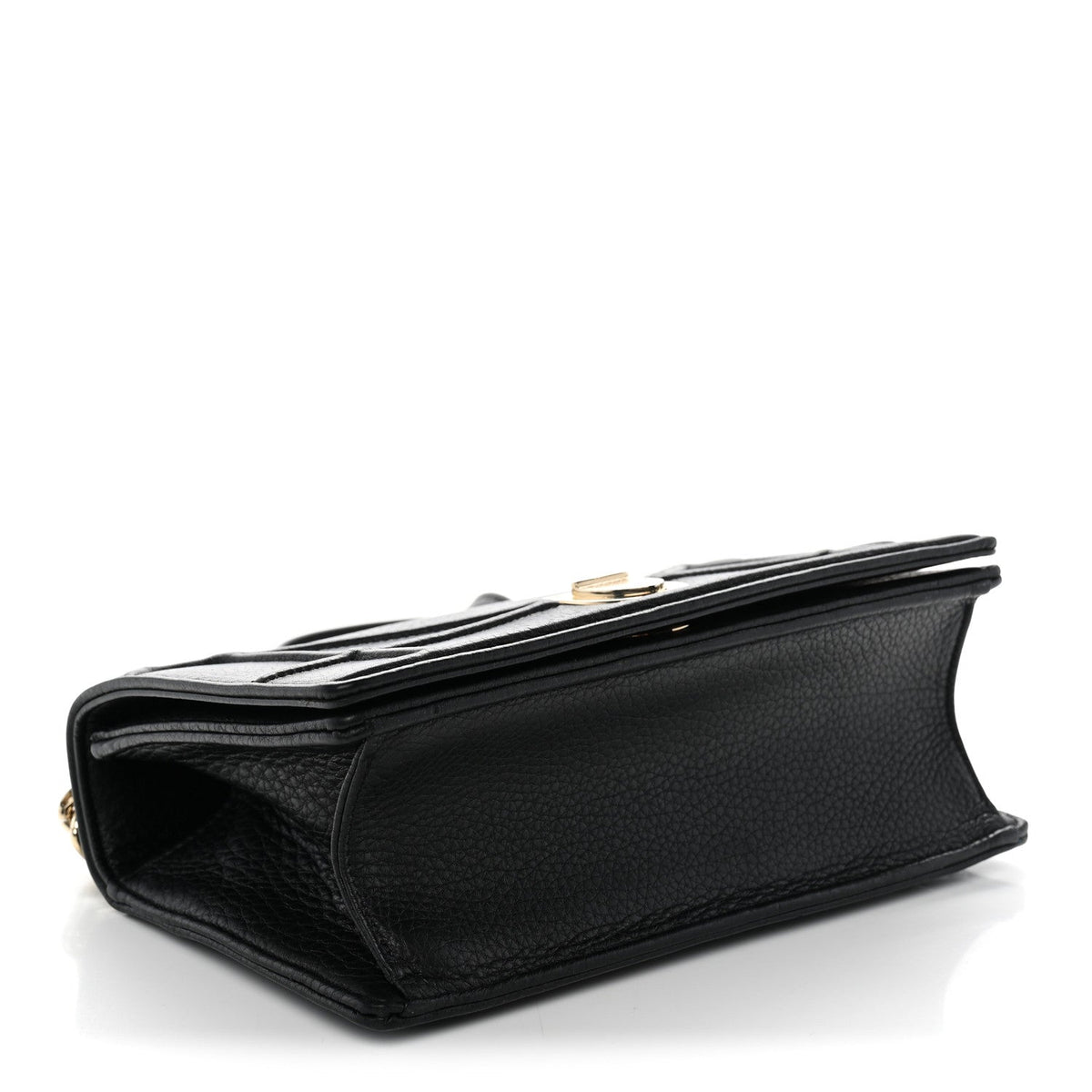 Grained Calfskin Small Diorama Flap Bag Black
