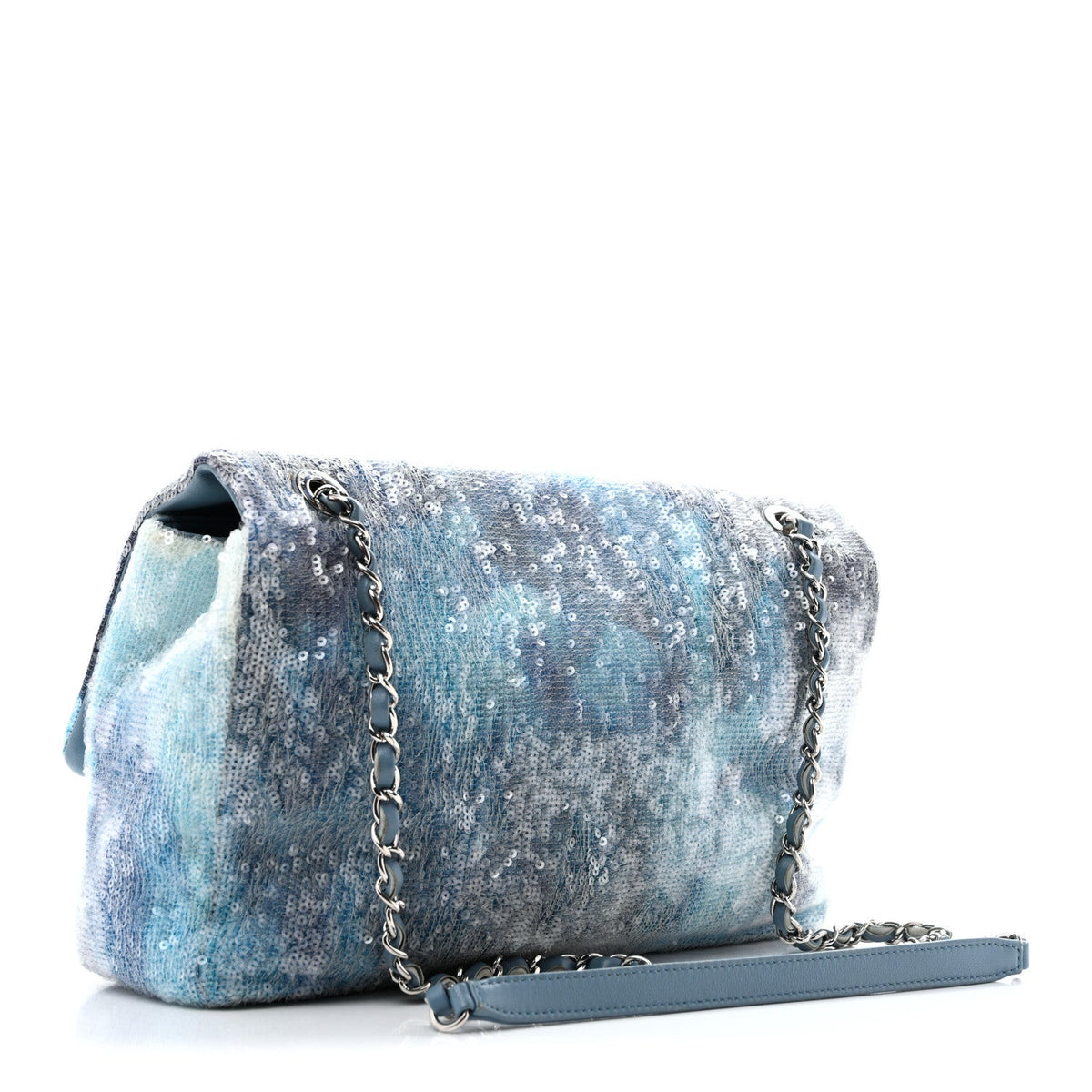 Sequin Large Waterfall Flap Light Blue