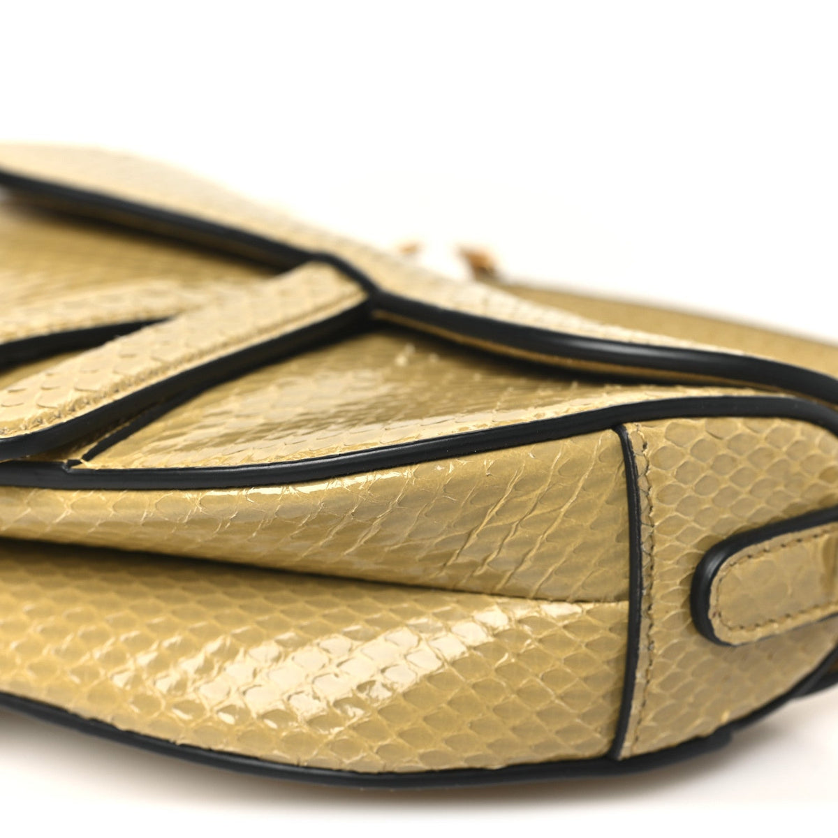 Snakeskin Mini Saddle Bag Beige