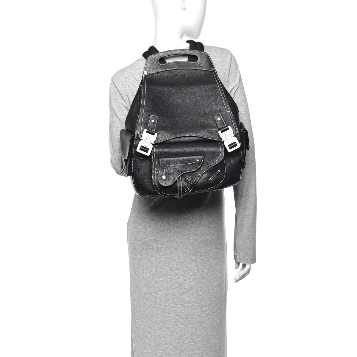 Grained Calfskin Maxi Gallop Backpack Black