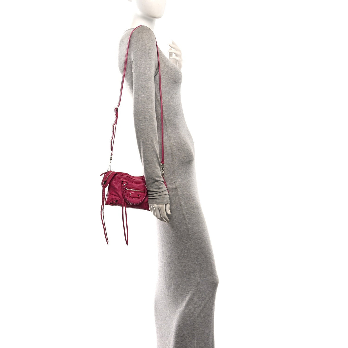 Agneau Arena Silver Hardware Nano Le City Fuchsia