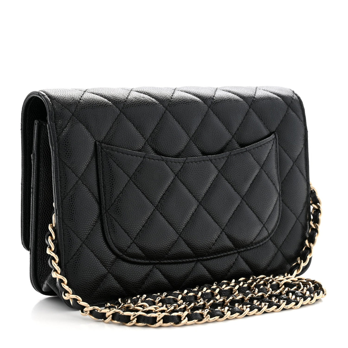 Caviar Quilted French New Wave Chain CC Wallet On Chain WOC Black