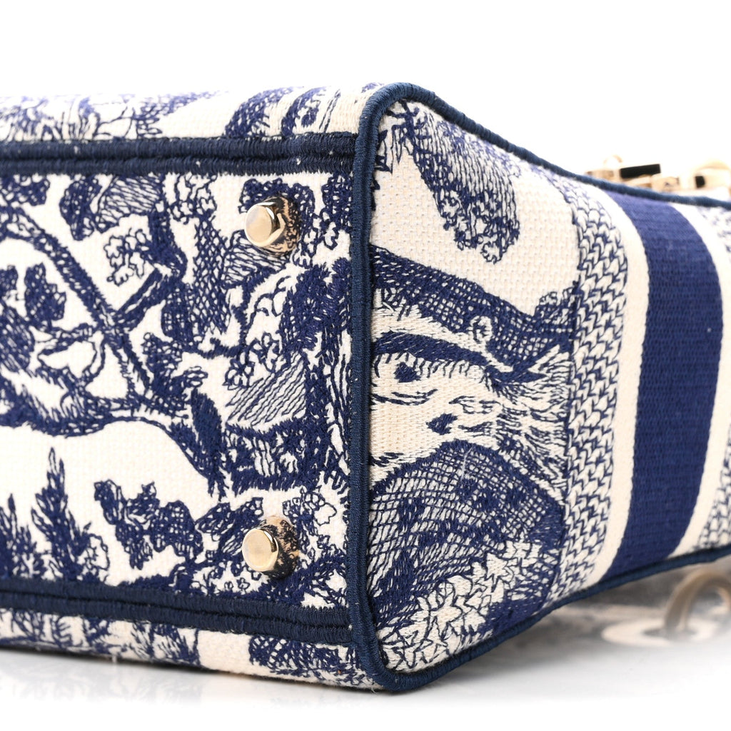 Toile de Jouy Embroidered Medium Lady D-Lite Blue