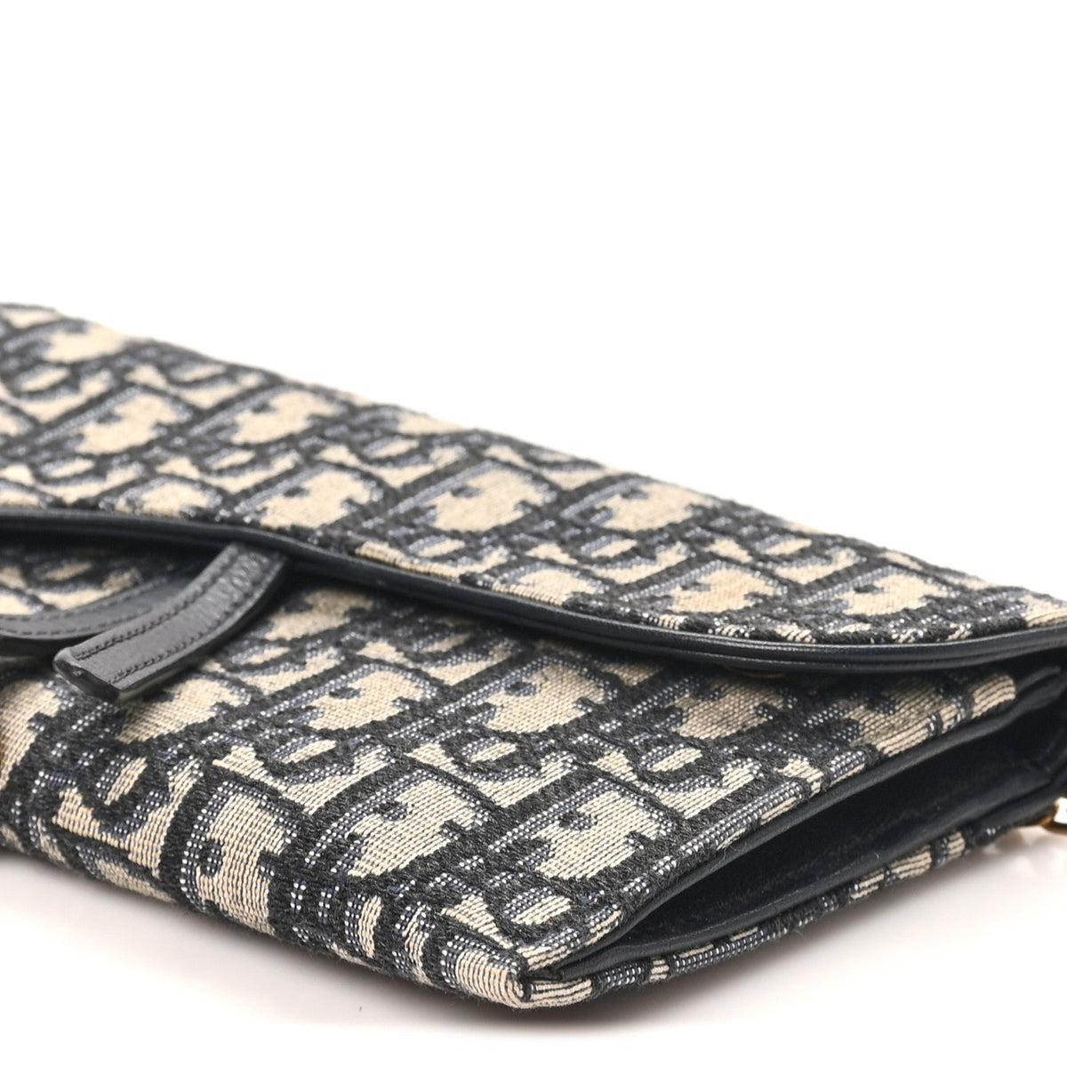 Oblique Saddle Chain Long Wallet Blue