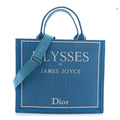 Cotton Toile De Jouy Oblique Embroidered Ulysses Dior Medium Book Tote With Strap Light Blue White