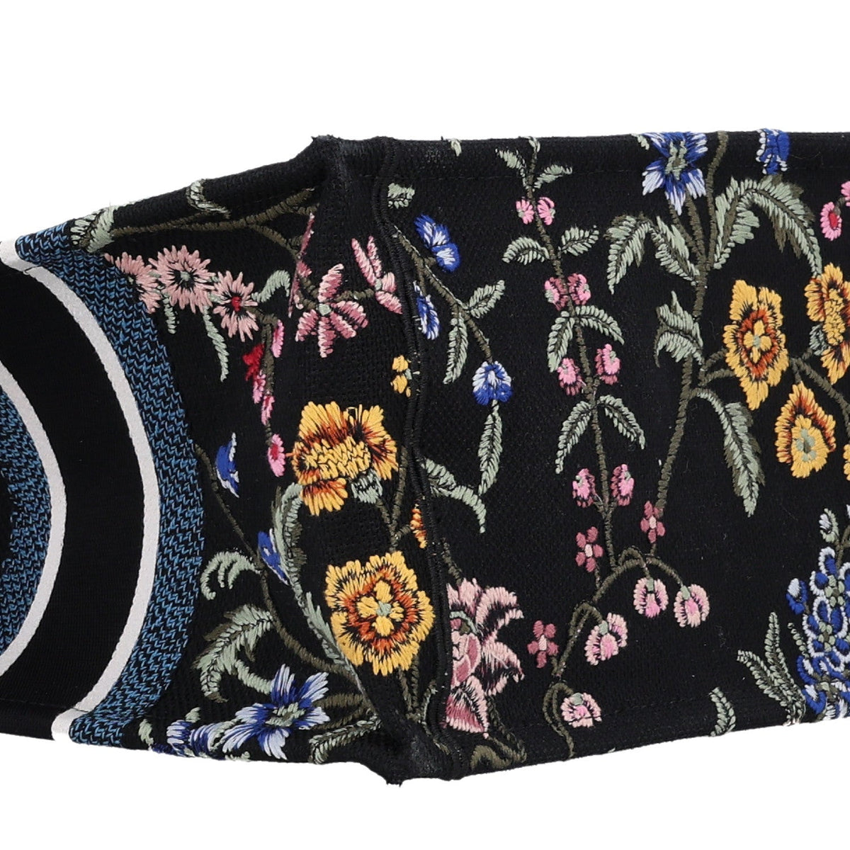 Canvas Embroidered Medium Petites Fleurs Book Tote Black Multicolor