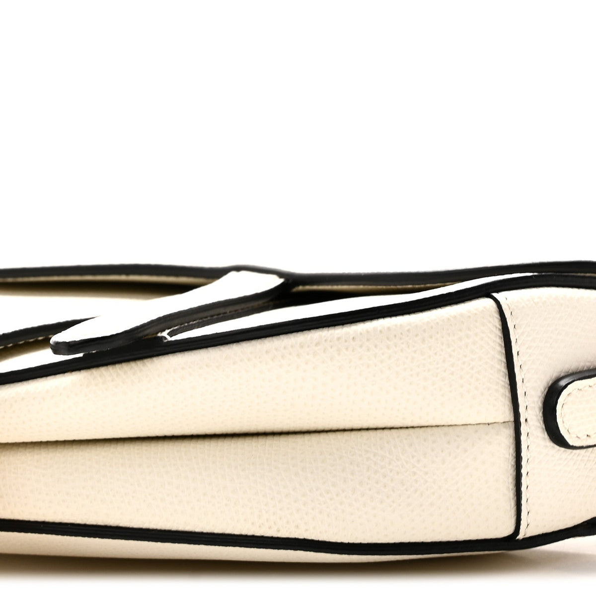 Grained Calfskin Mini Saddle Bag White