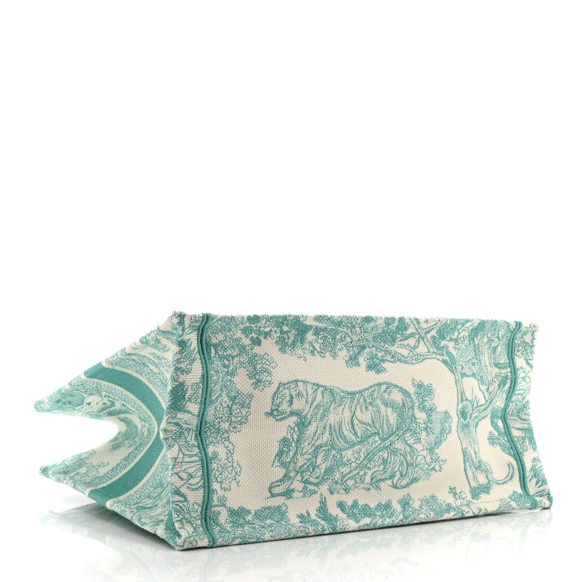 Canvas Embroidered Medium Dioriviera Toile De Jouy Book Tote Aquamarina