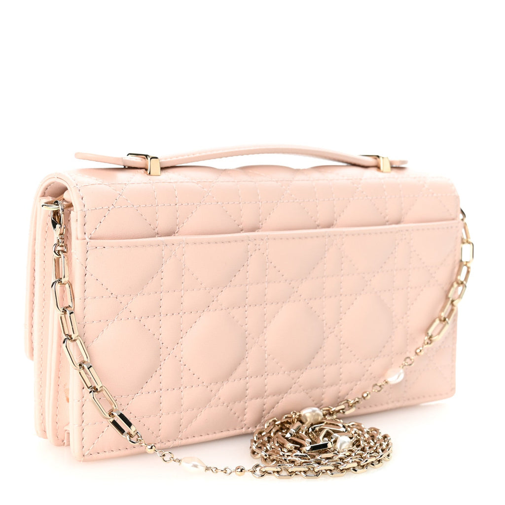 Lambskin Cannage Mini My Dior Top Handle Clutch Rose Poudre