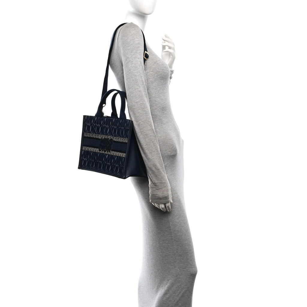 Denim Small Miss Dior Graffiti Book Tote Blue