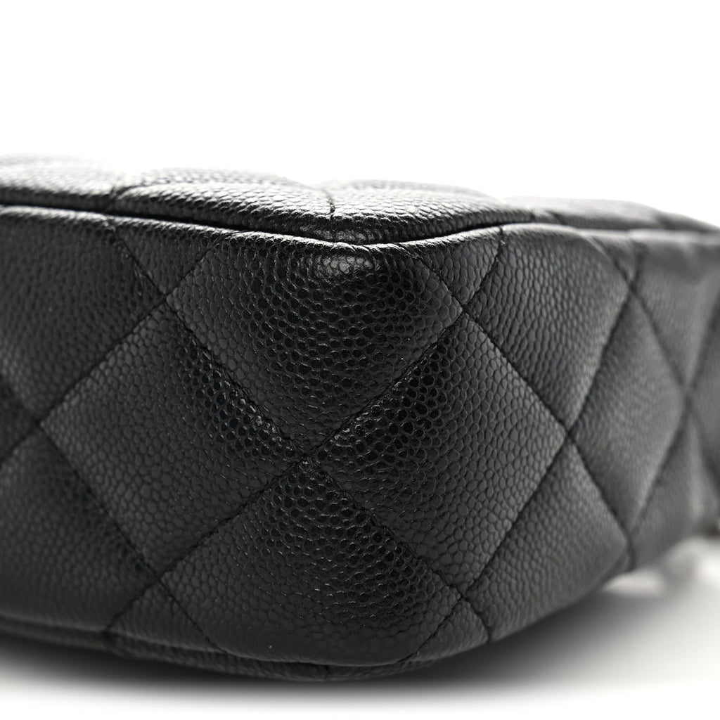 Caviar Quilted Purse With Chain Black