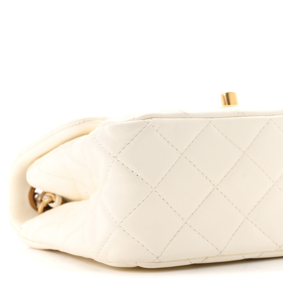 Lambskin Quilted Mini Pearl Crush Flap White