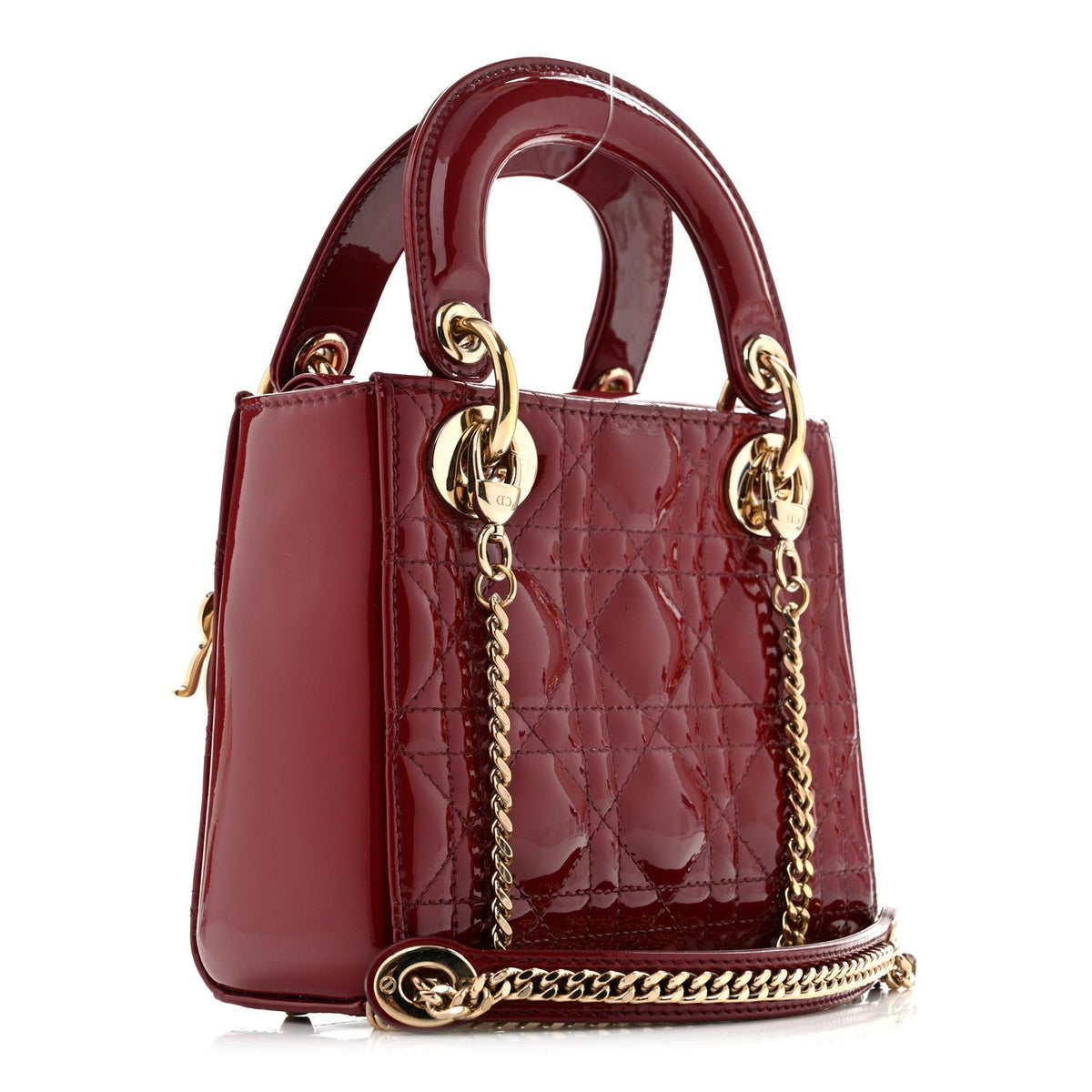 Patent Cannage Mini Lady Dior Red