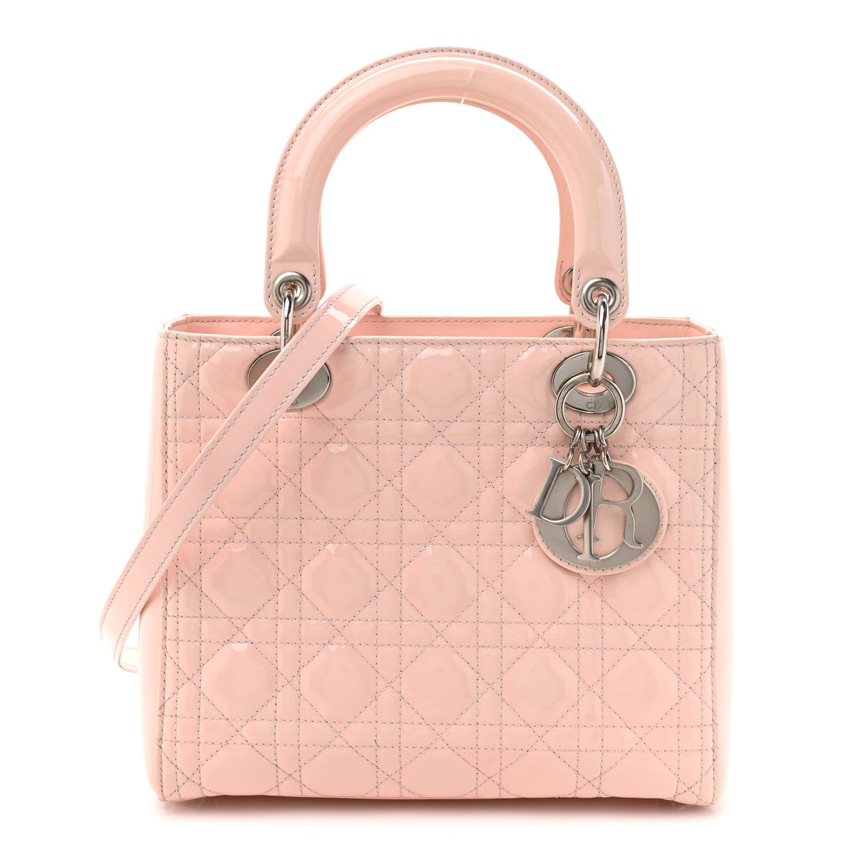 Patent Cannage Medium Lady Dior Rose Clair