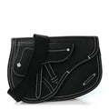 X KAWS Grained Calfskin Saddle Pouch Black