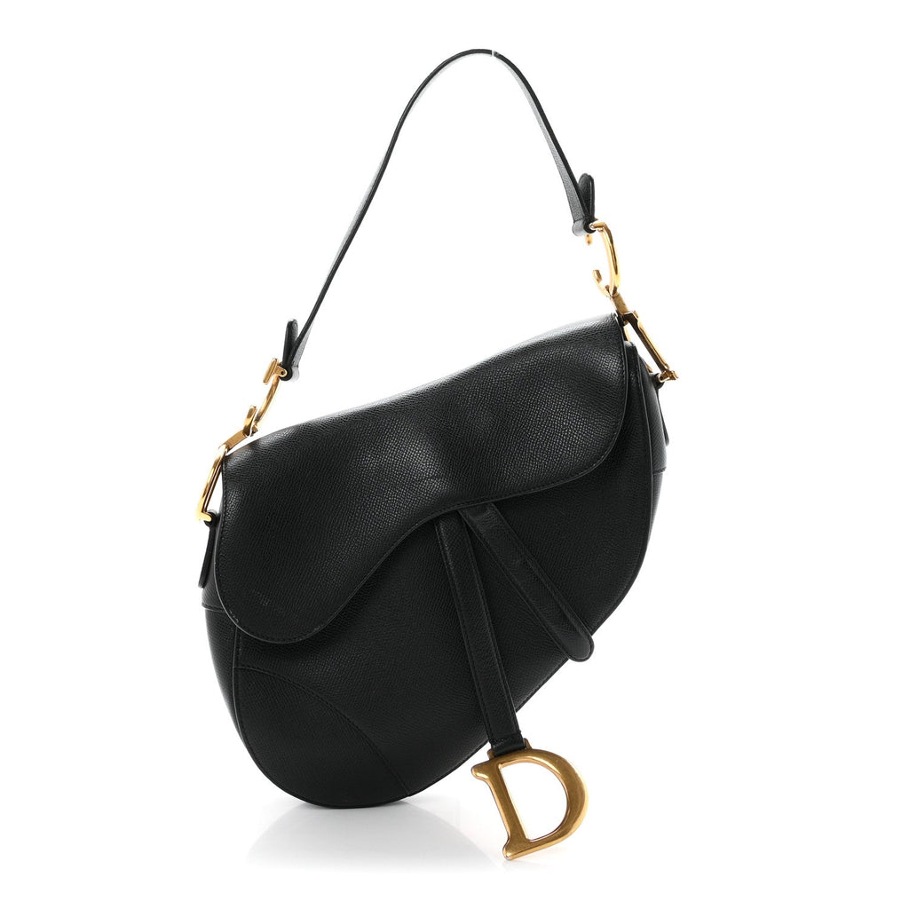 Grained Calfskin Saddle Bag Black