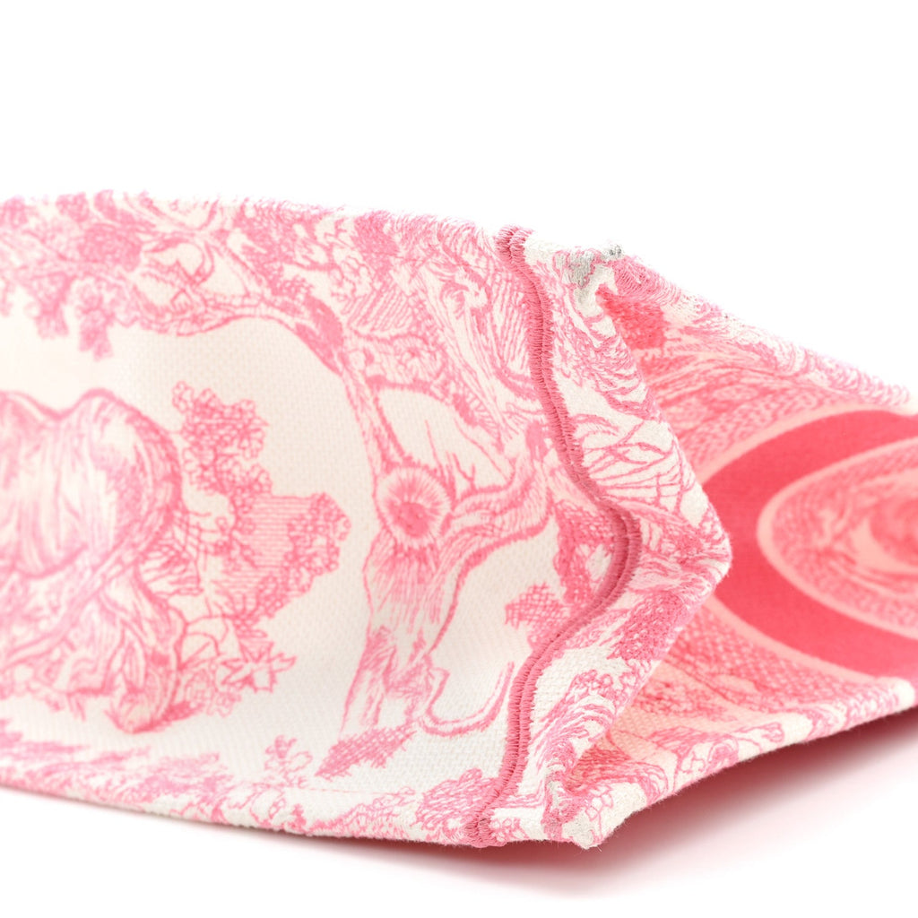 Canvas Embroidered Medium Dioriviera Toile De Jouy Book Tote Peony Pink