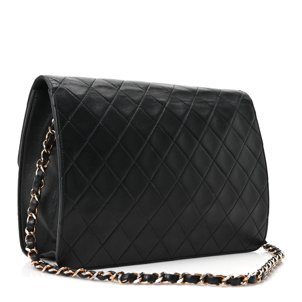 Lambskin Quilted Medium Single Flap Black