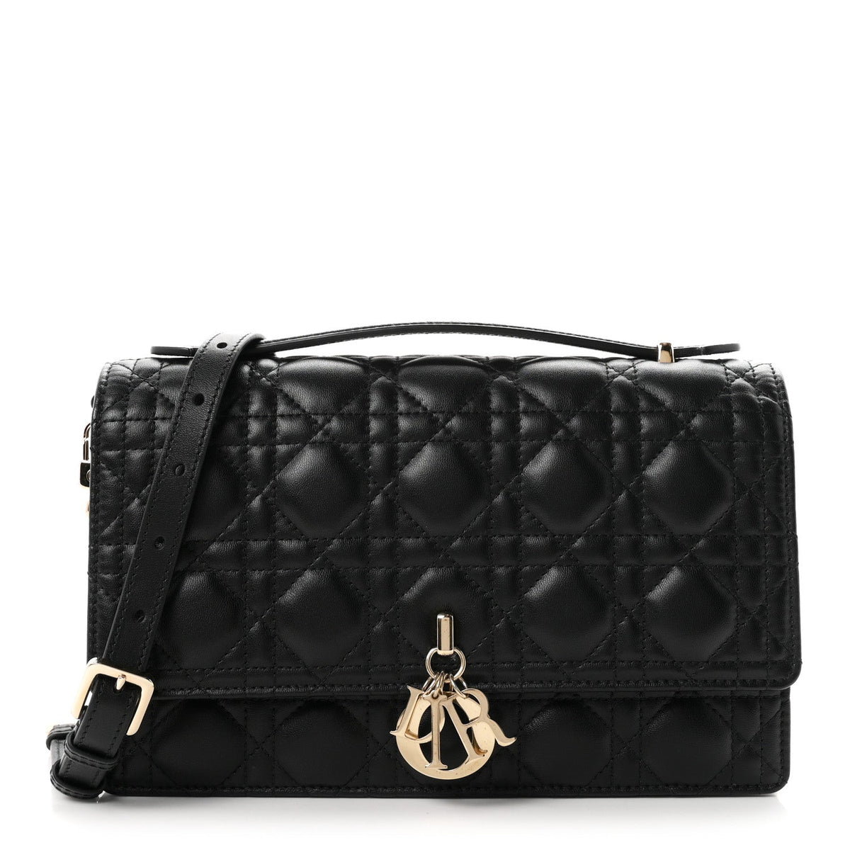 Lambskin Cannage My Dior Top Handle Bag Black