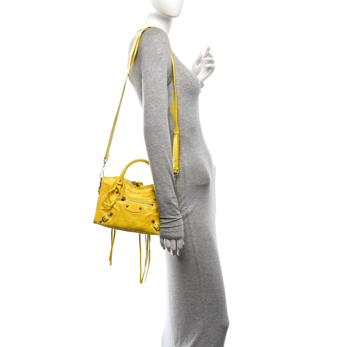 Agneau Classic Silver Hardware Mini City Yellow