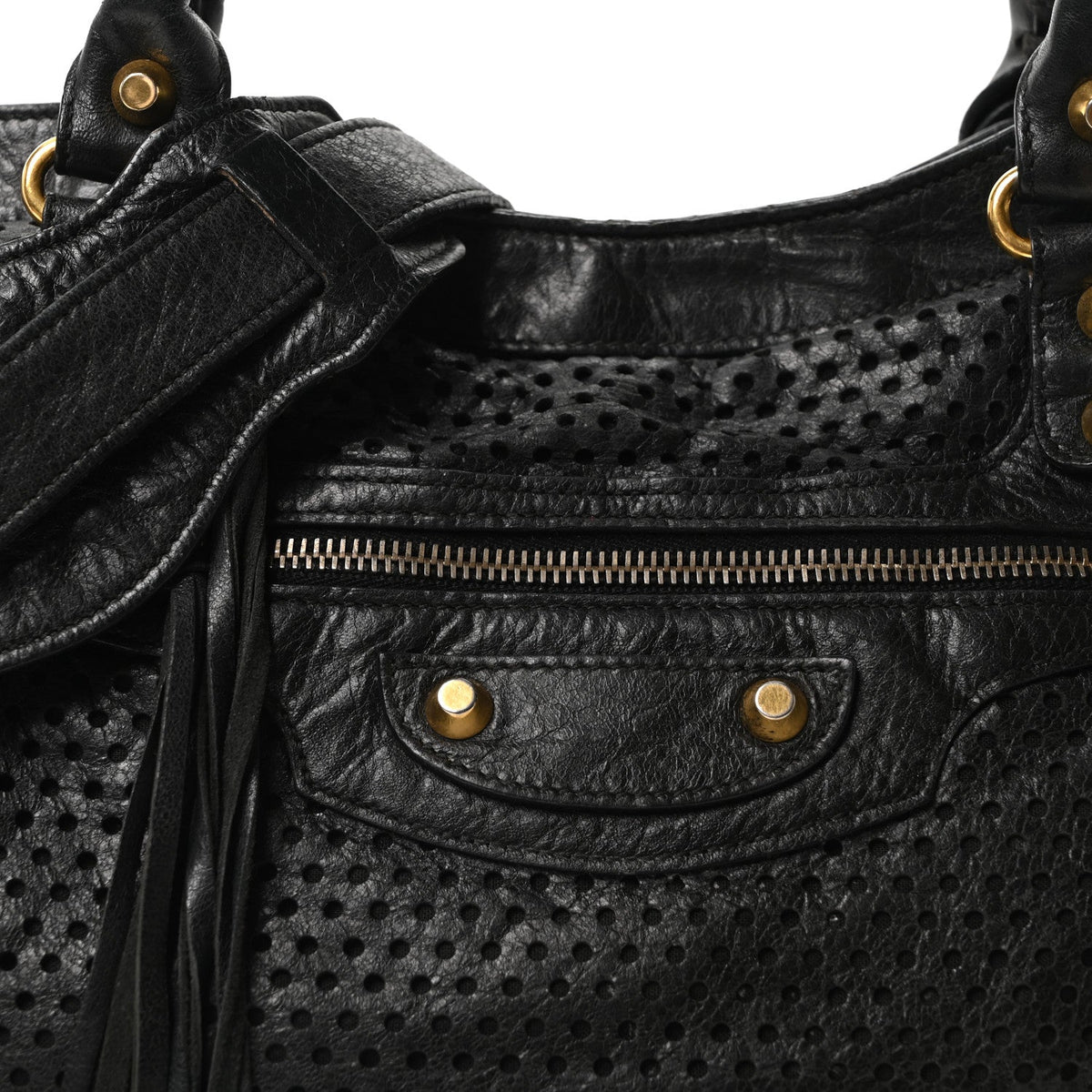 Agneau Laser Cut Cross Classic Gold Hardware City Black